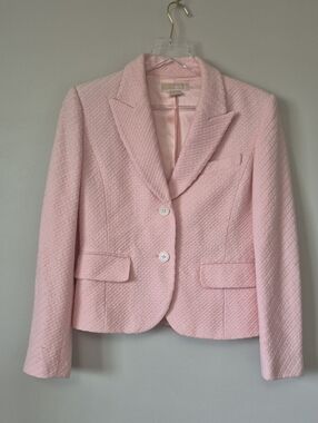 MICHAEL Michael Kors Classic Light Pink Tweed Textured Women's Blazer, Size 10